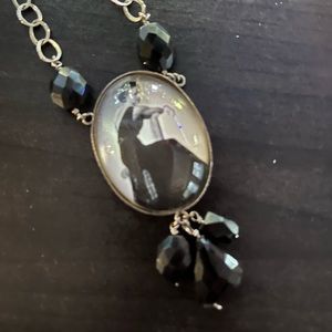 Vintage silver and black necklace.
